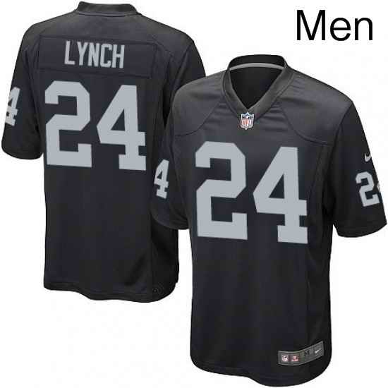 Mens Nike Oakland Raiders 24 Marshawn Lynch Game Black Team Color NFL Jersey